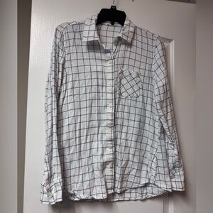 GAP Women's White and Blue Button-Down Shirt